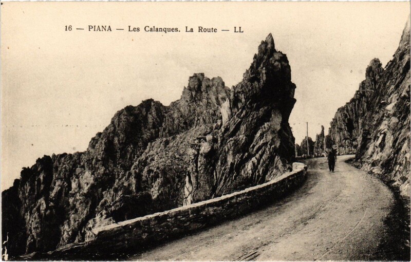 Carte postale ancienne Piana Les Calanques - La Route