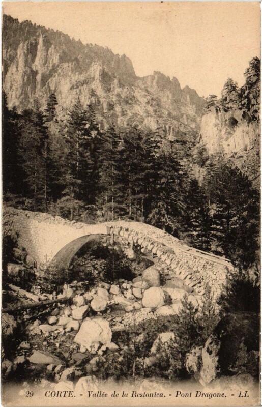 Carte postale ancienne Corte Vallee de la Restonica - Pont Dragone à Corte