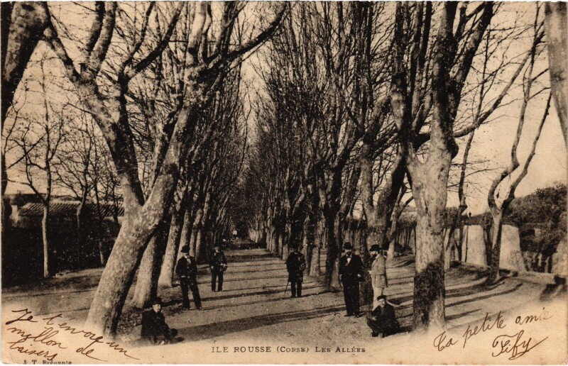 Carte postale ancienne Ile-Rousse Les Allees