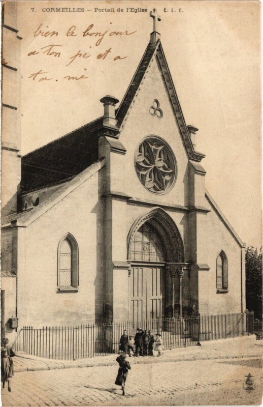Carte postale ancienne Cormeilles en Parisis Portail de l'Eglise France à Cormeilles-en-Parisis