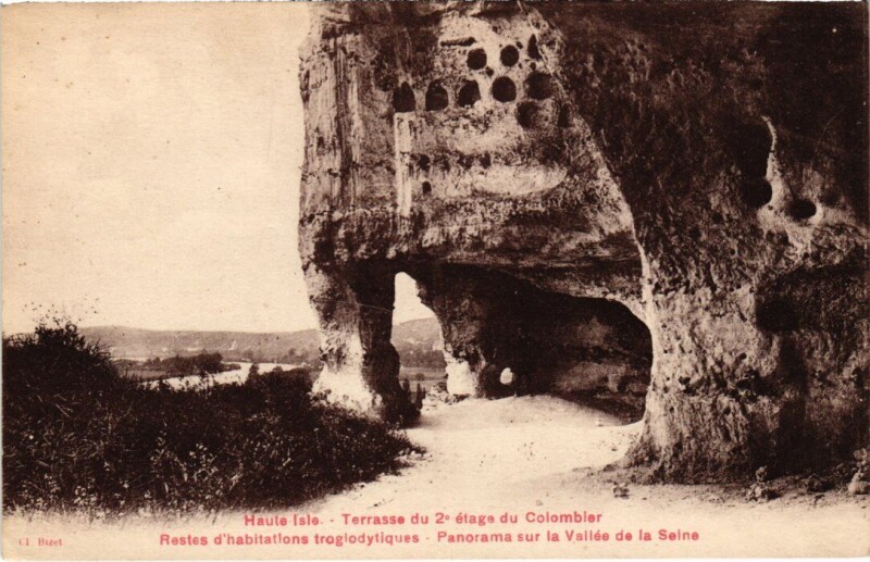 Carte postale ancienne Haute Isle Terrasse du 2e etage du Colombier France à Haute-Isle