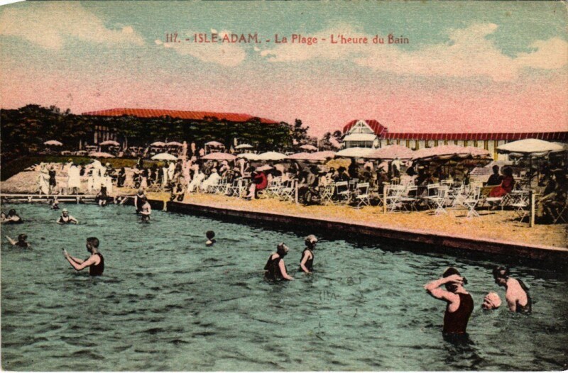 Carte postale ancienne L'Isle-Adam La Plage, l'heure du Bain France à L'Isle-Adam