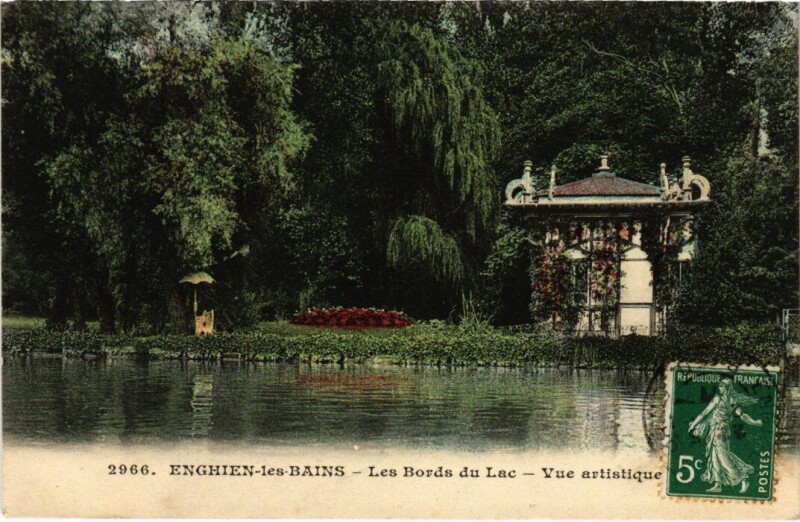 Carte postale ancienne Enghien les Bains Les Bords du Lac France à Enghien-les-Bains