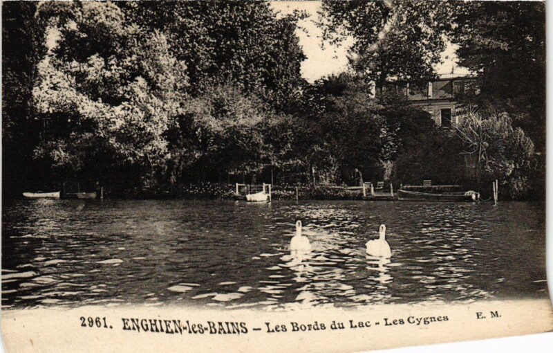 Carte postale ancienne Enghien les Bains Les Bords du Lac, Les Cygnes France à Enghien-les-Bains