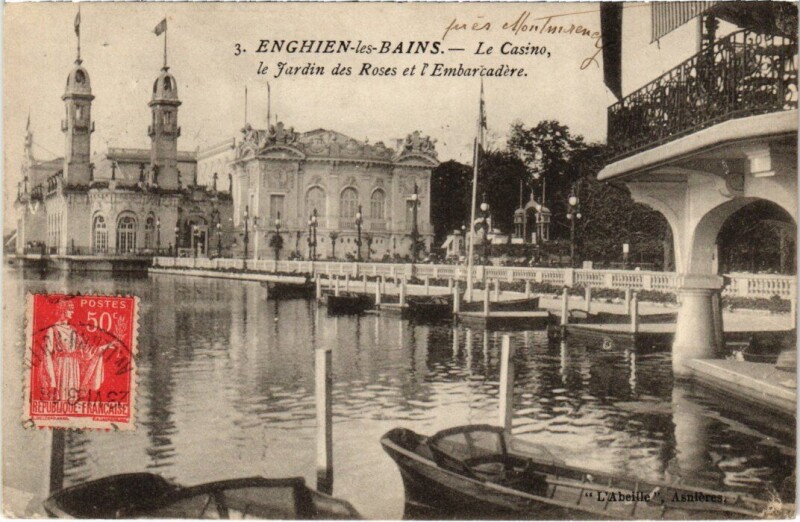 Carte postale ancienne Enghien les Bains Le Jardin des Roses et l'Embarcadere France à Enghien-les-Bains