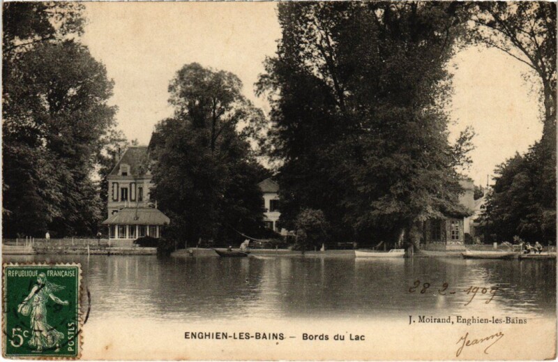 Carte postale ancienne Enghien les Bains Bords du Lac France à Enghien-les-Bains