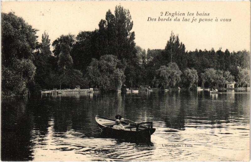 Carte postale ancienne Enghien les Bains Des bords du lac je pense a vous France à Enghien-les-Bains