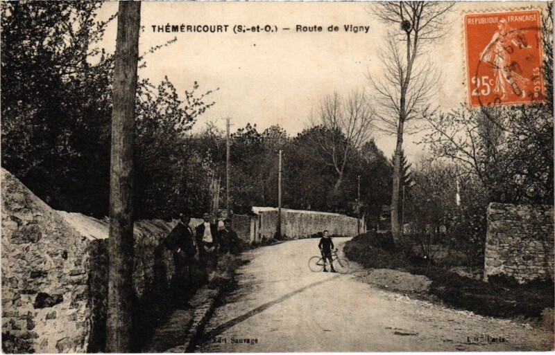 Carte postale ancienne Themericourt Route de Vigny France à Vigny