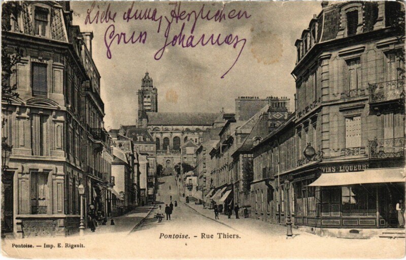 Carte postale ancienne Pontoise Rue Thiers France à Pontoise