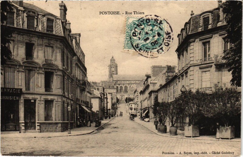 Carte postale ancienne Pontoise Rue Thiers France à Pontoise