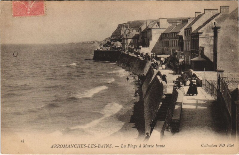 Carte postale ancienne Arromanches La Plage a Maree Haute