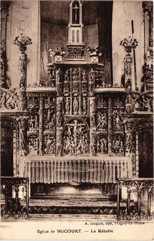 Carte postale ancienne Nucourt Eglise, Le Retable France à Nucourt