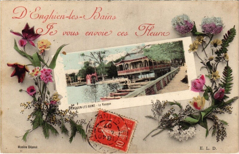 Carte postale ancienne Enghien les Bains Je vous envoie ces Fleurs France à Enghien-les-Bains