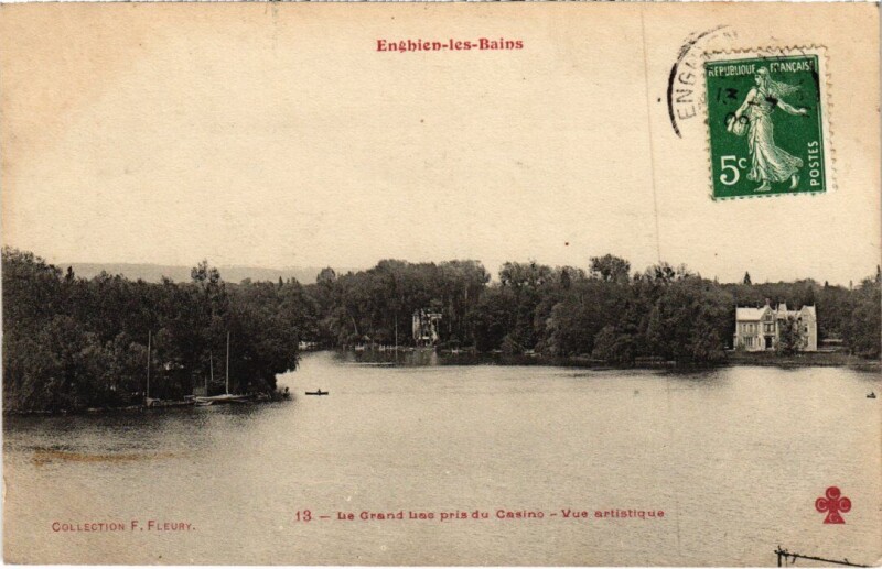 Carte postale ancienne Enghien les Bains Le Grand Lac pris du Casino France à Enghien-les-Bains