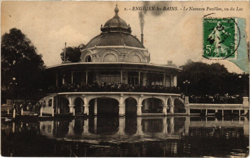 Carte postale ancienne Enghien les Bains Le Nouveau Pavillon, vu du Lac France à Enghien-les-Bains