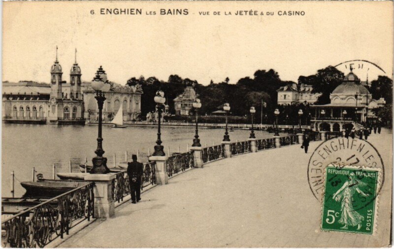 Carte postale ancienne Enghien les Bains Vue de la Jetee et du Casino France à Enghien-les-Bains
