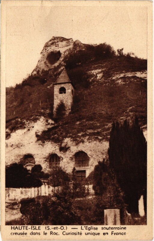 Carte postale ancienne Haute Isle L'Eglise souterraine France à Haute-Isle