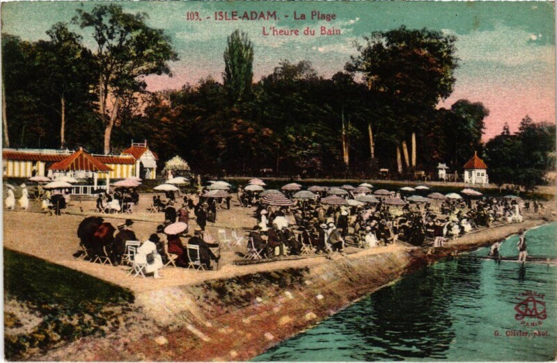 Carte postale ancienne L'Isle-Adam La Plage, l'heure du Bain France à L'Isle-Adam