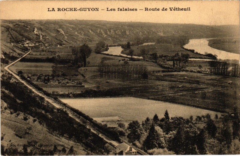 Carte postale ancienne La Roche-Guyon Les falaises-Route de Vetheuil France à La Roche-Guyon
