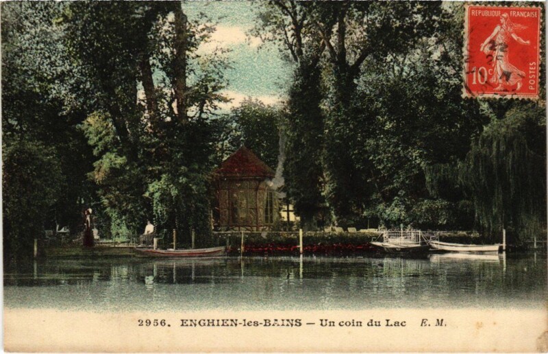 Carte postale ancienne Enghien les Bains Un coin du Lac France à Enghien-les-Bains