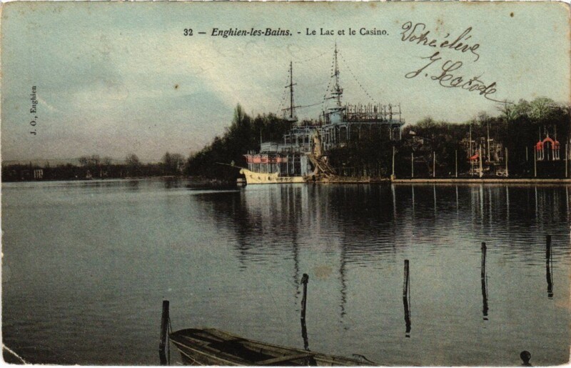 Carte postale ancienne Enghien les Bains Le Lac et le Casino France à Enghien-les-Bains