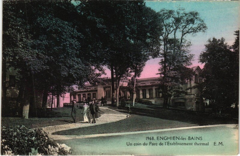 Carte postale ancienne Enghien les Bains Un Coin du Parc de l'Etabliss Thermal France à Enghien-les-Bains