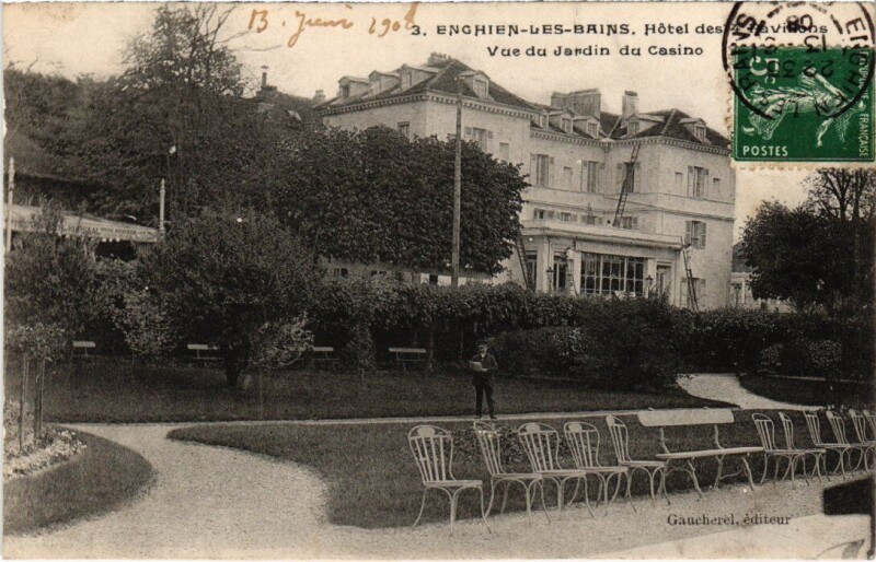 Carte postale ancienne Enghien les Bains Vue du Jardin du Casino France à Enghien-les-Bains
