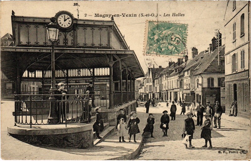 Carte postale ancienne Magny-en-Vexin Les Halles à Magny-en-Vexin