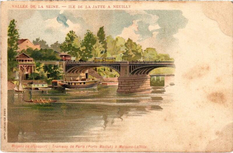 Carte postale ancienne Litho Neuilly Vallée de la Seine Ile de la Jatte