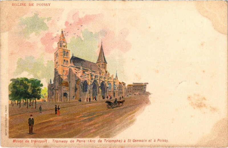 Carte postale ancienne Litho Poissy Eglise à Poissy