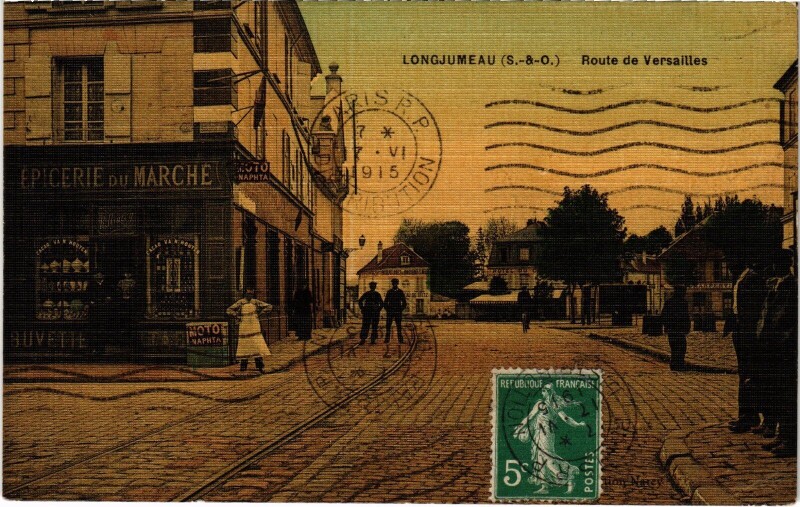 Carte postale ancienne Longjumeau Route de Versailles à Longjumeau