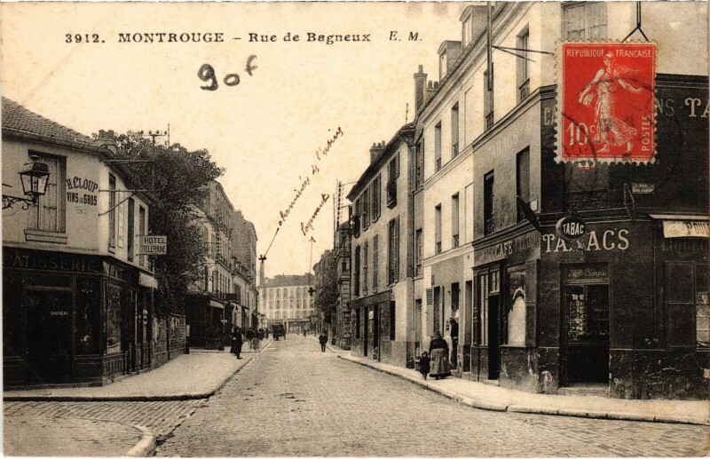 Carte postale ancienne Montrouge Rue de Bagneux à Bagneux