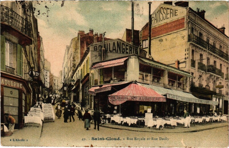 Carte postale ancienne Saint-Cloud Rue Royale Rue Dailly à Saint-Cloud