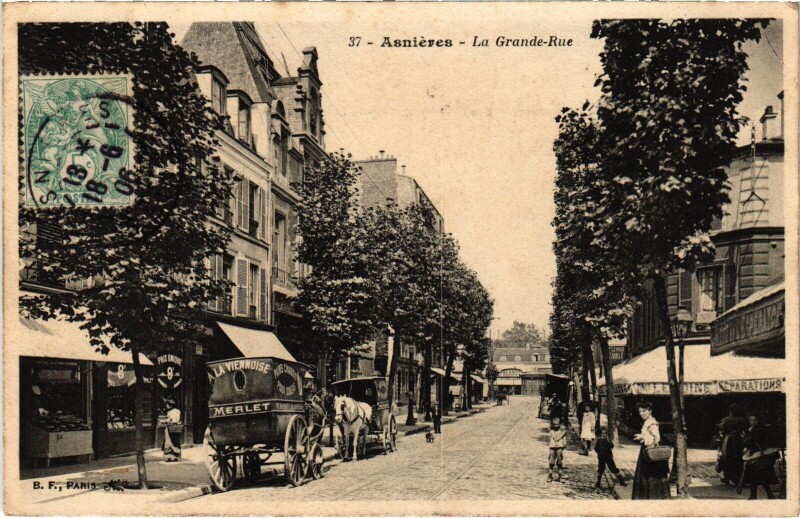 Carte postale ancienne Asnieres Grande Rue