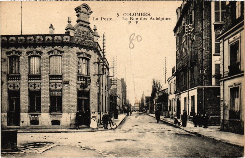 Carte postale ancienne Colombes La Poste Rue des Aubépines à Colombes