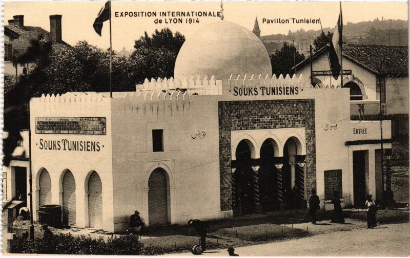 Carte postale ancienne 1914 Expo Lyon Pavillon Tunisien