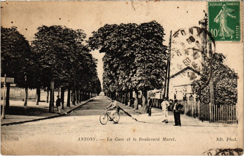 Carte postale ancienne Antony La Gare et Bd Muret à Antony