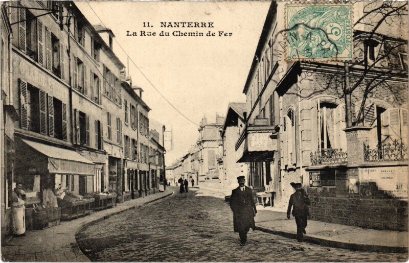 Carte postale ancienne Nanterre Rue du Chemin de fer à Nanterre