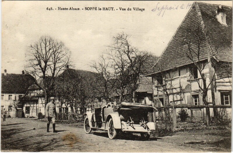 Carte postale ancienne Automobile Soppe le Haut Vue du Village