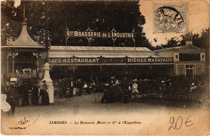 Carte postale ancienne Limoges Brasserie Meier a l'Exposition à Limoges