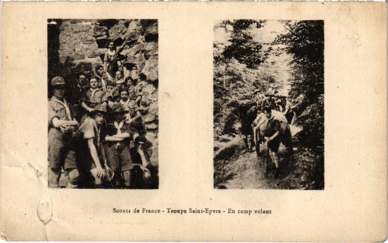 Carte postale ancienne Scouts de France Saint-Epvre Troupe en camp volant à Saint-Epvre
