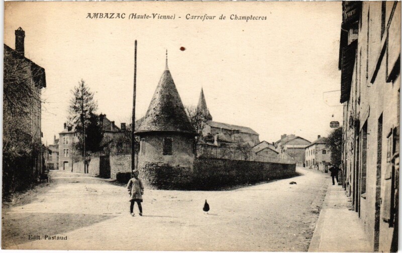 Carte postale ancienne Ambazac Carrefour de Champtecros à Ambazac