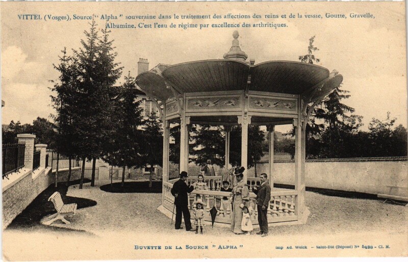 Carte postale ancienne Vittel Source Alpha Buvette à Vittel