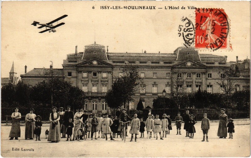 Carte postale ancienne Aviation Issy-les-Moulineaux hotel de Ville à Issy-les-Moulineaux