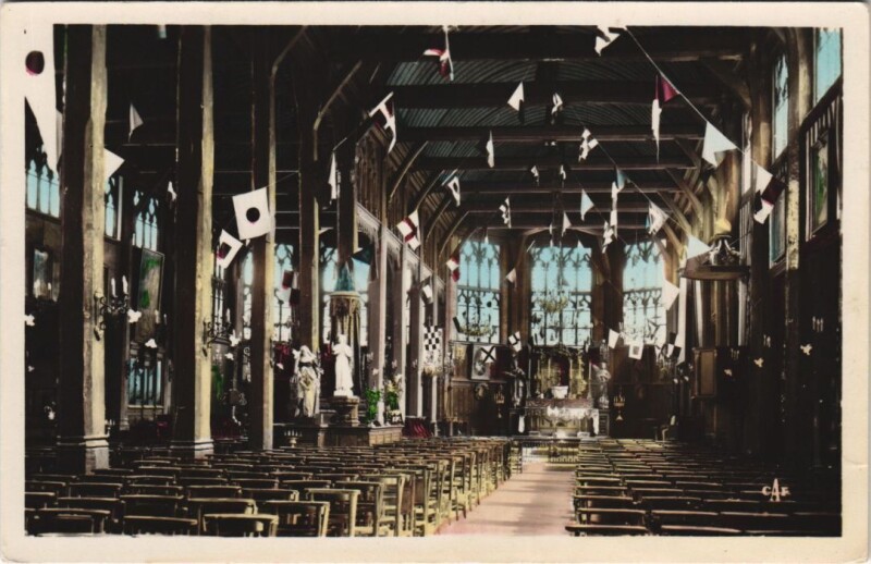 Carte postale ancienne Honfleur Interieur de l'Eglise Sainte-Catherine à Honfleur
