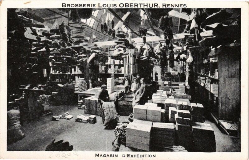 Carte postale ancienne Brosserie Louis Oberthur Rennes - Magasin d'Expédition à Rennes
