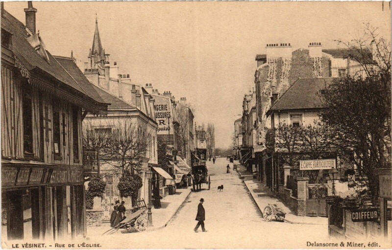 Carte postale ancienne Le Vésinet Rue de l'Eglise au Vésinet