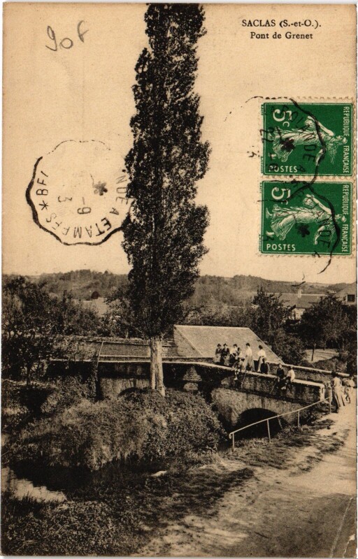 Carte postale ancienne Saclas Pont de Grenet à Saclas