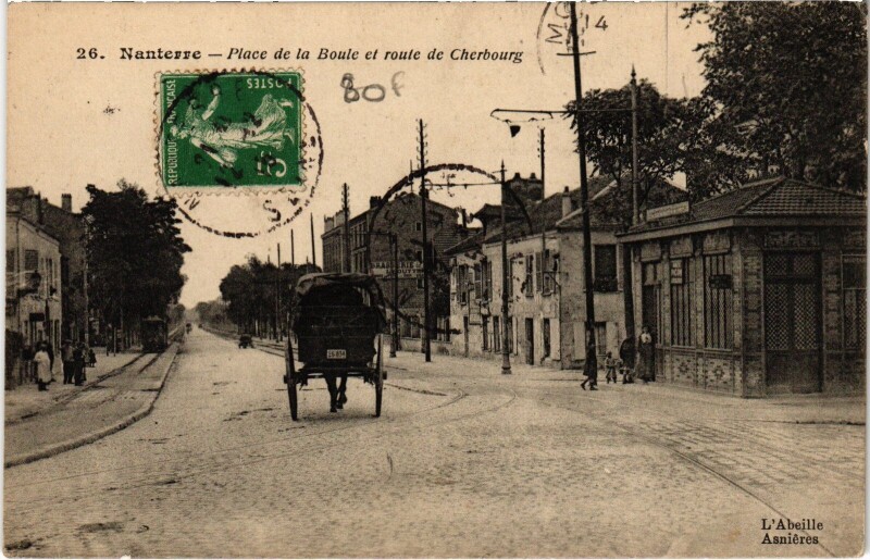 Carte postale ancienne Nanterre Place de la Boule Route de Cherbourg à Nanterre