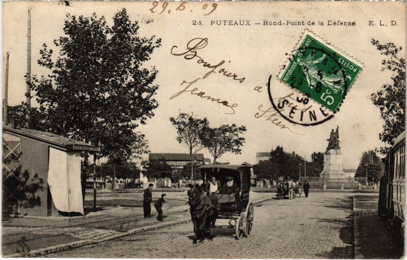 Carte postale ancienne Puteaux Rond-Point de la Défense de Paris à Puteaux